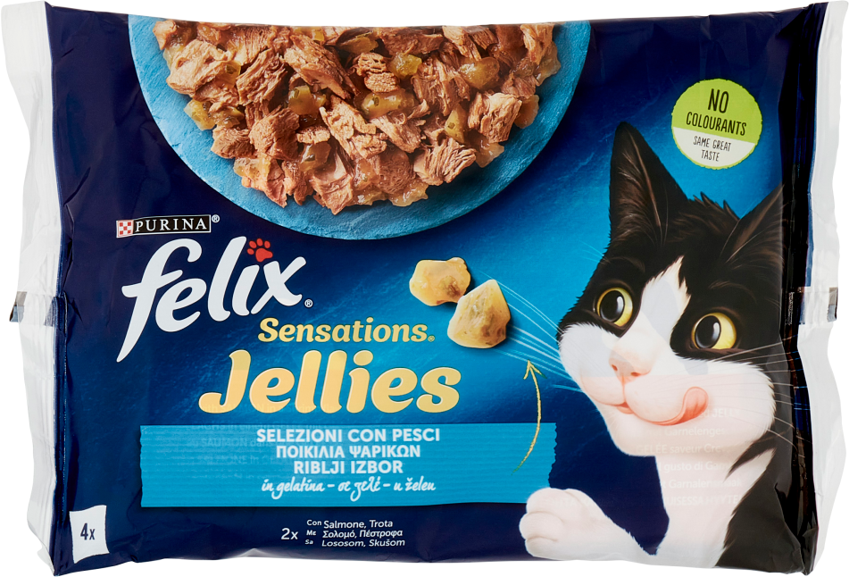 Hrana za mačke FELIX Sensation Jellies losos pastrmka 4x85g