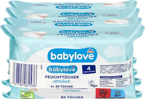 Vlažne maramice BABYLOVE sensitive 4x80kom