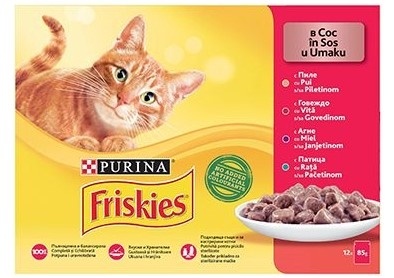 Hrana za mačke FRISKIES piletina govedina jagnjetina i pačetina 12x85g