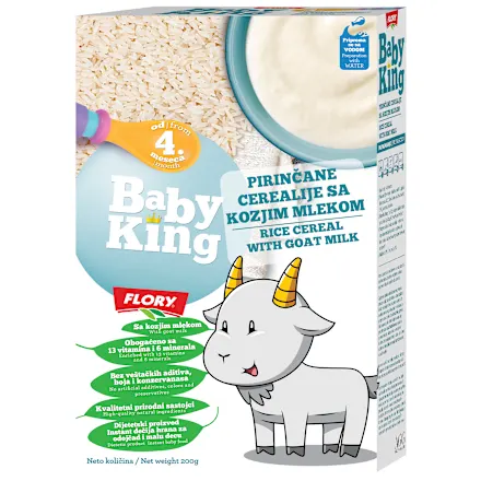 Dečija hrana FLORY Baby king pirinčane cerealije sa kozjim mlekom 200ml