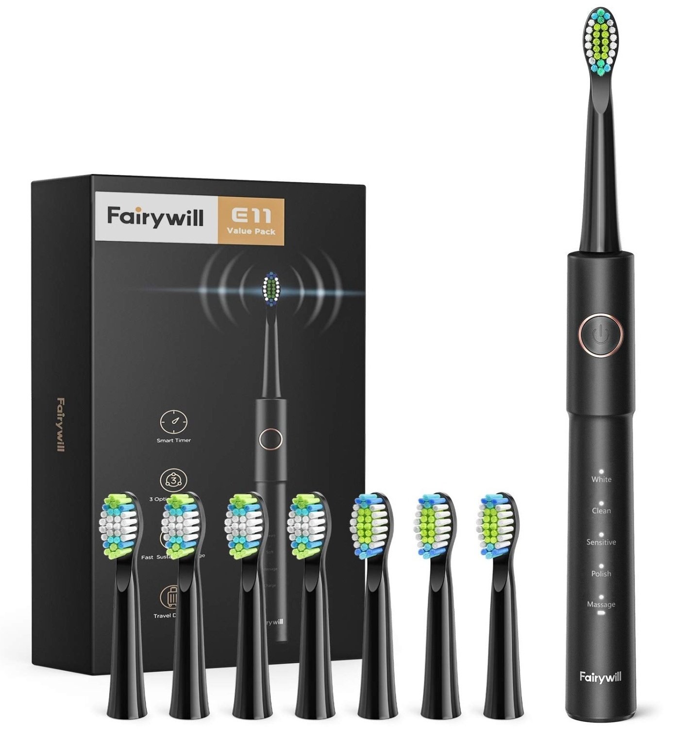 Elektrićna četkica za zube FAIRYWILL E11 sonična i 8 nastavaka