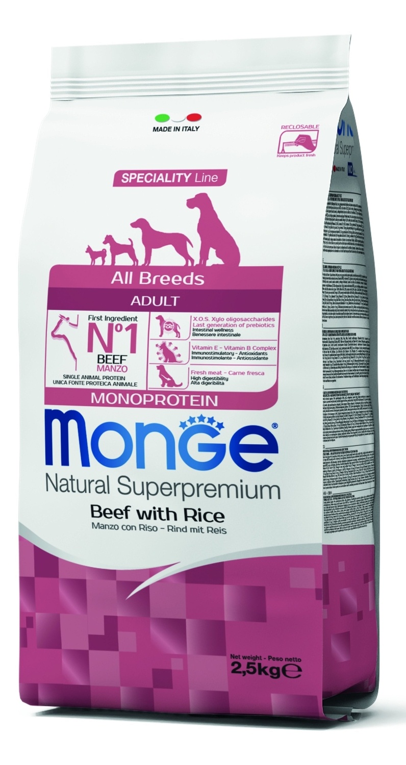 Hrana za pse MONGE All breeds adult  govedina pirinač 2,5kg
