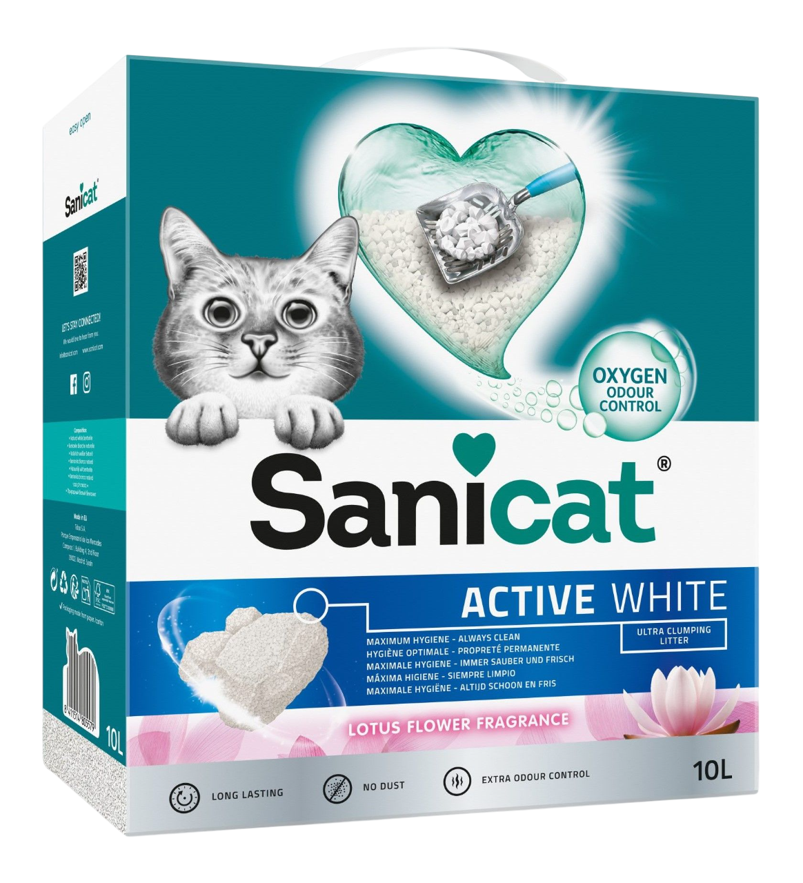 Posip za mačke SANICAT Active white lotus 10l