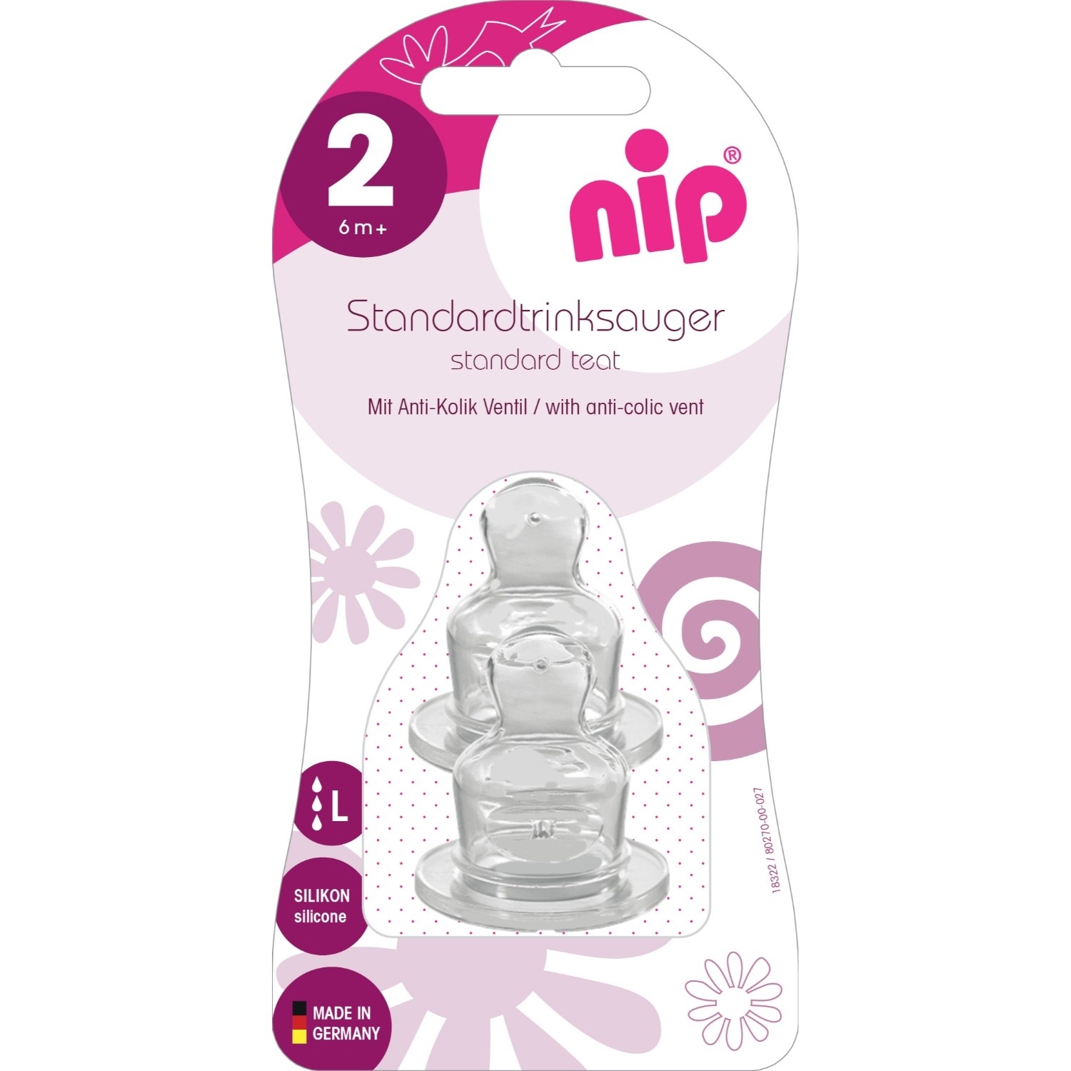 NIP silikonska cucla L (6m+) 2kom