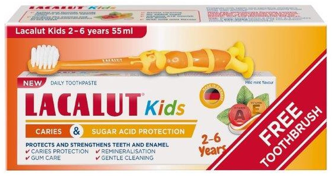 Pasta za zube LACALUT Kids dečija 2-6god 55ml + četkica gratis