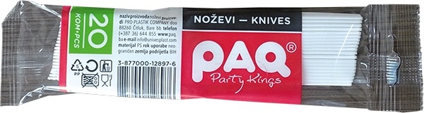 Plastični noževi PAQ 20kom beli