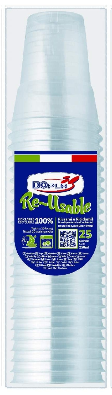 Plastične čaše Reusable DOPLA 300ml 25kom