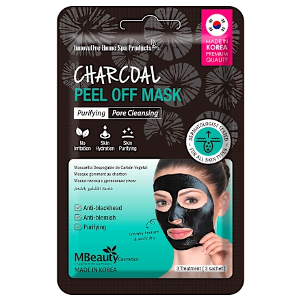 Maska za lice MBEAUTY crna detox peel off 3kom