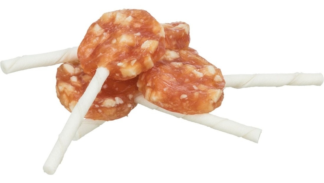 Poslastice za pse TRIXIE Denta fun lizalica piletina i sir za pse 10cm