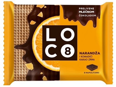 Napolitanka LOCO kakao pomorandža 115g