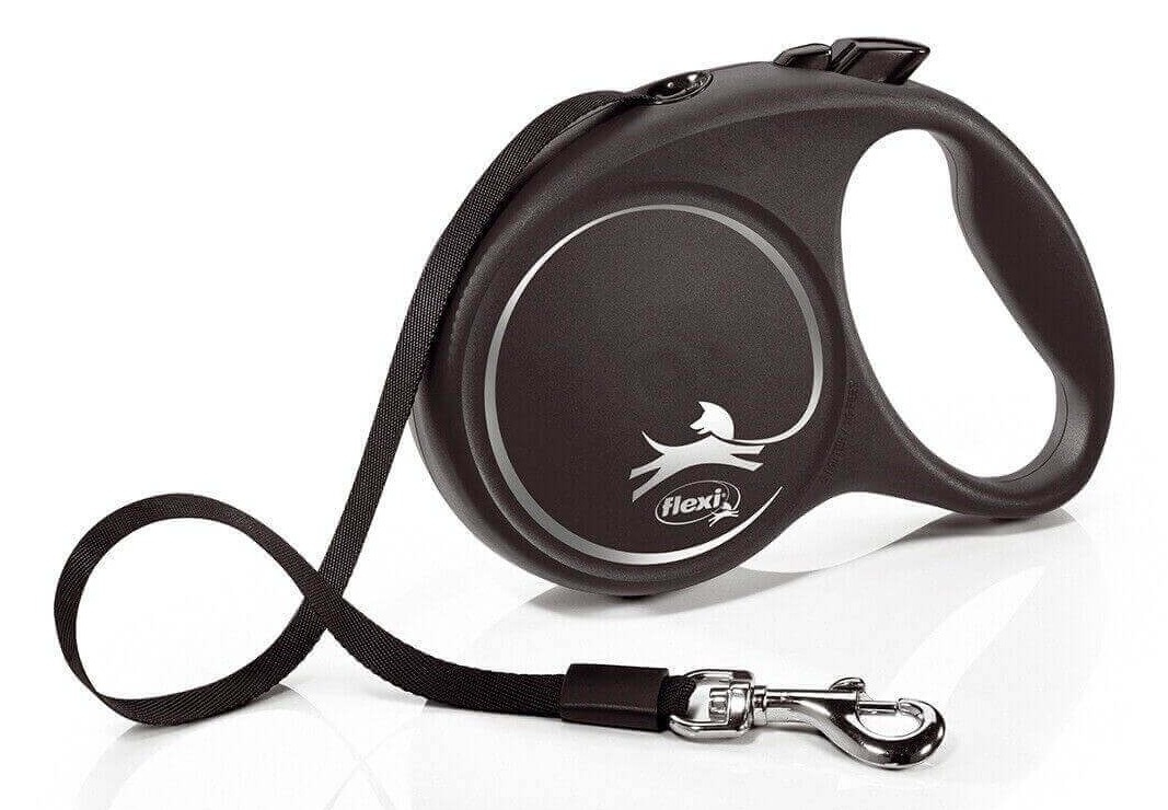 FLEXI Black design tape povodac za pse S 5m sivi