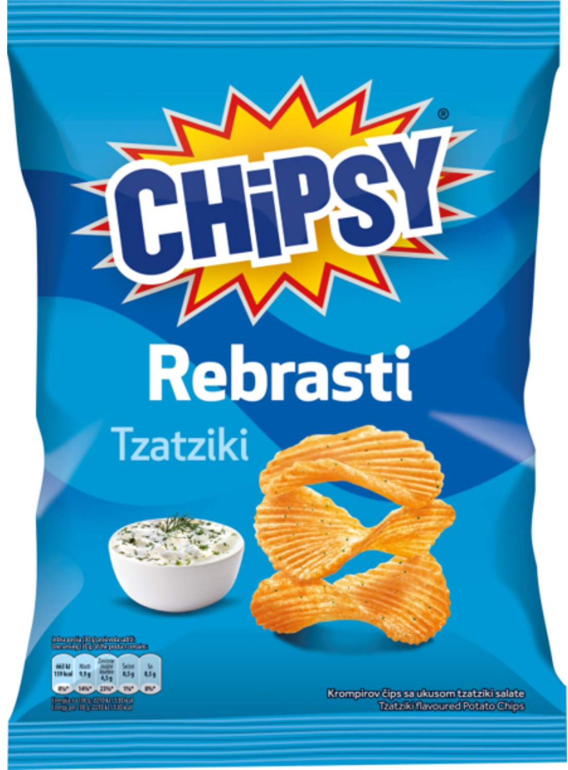 Čips CHIPSY rebrasti tzatziki 25g