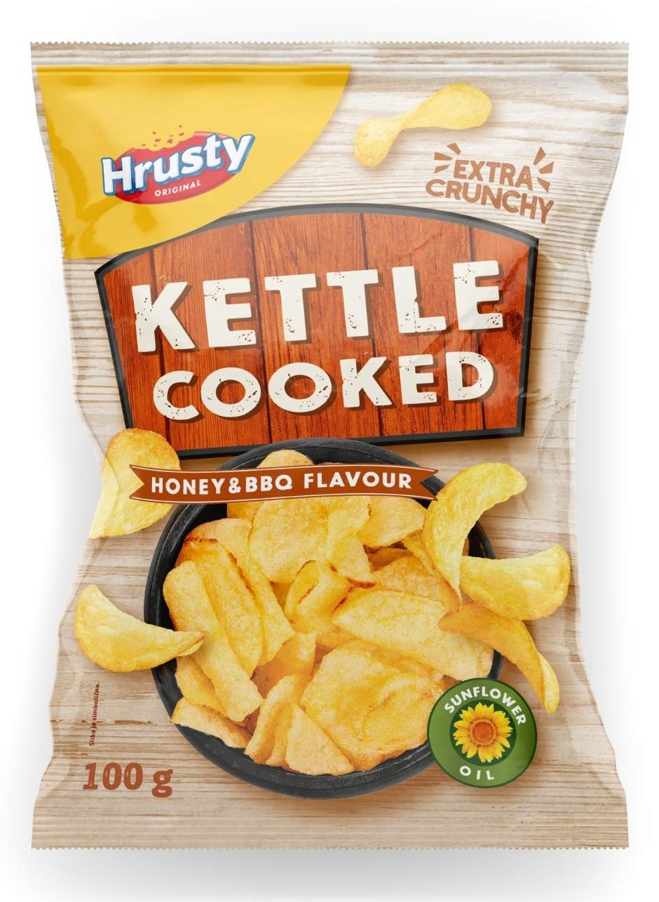 Čips HRUSTY Hand cooked bbq & med 100g