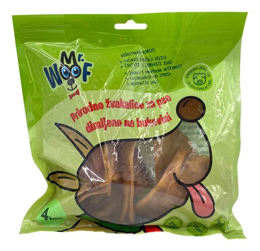 Poslastice za pse MR. WOOF žvakalice za pse svinjske uši 4kom