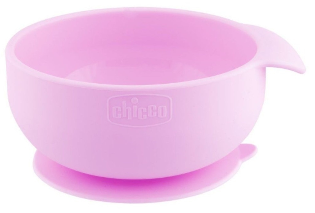 CHICCO Vakumski silikonski tanjir (6m+) roze