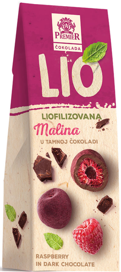 Praline PREMIER malina u tamnoj čokoladi 60g
