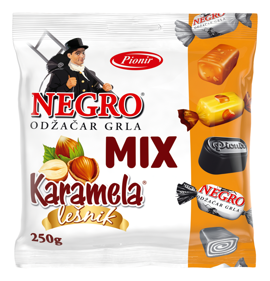 Bombone PIONIR Negro + karamele mix 250g
