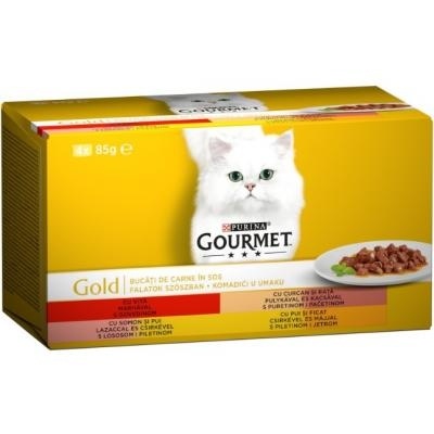 Hrana za mačke GOURMET Gold piletina 4x85g