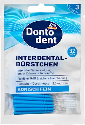 Četkica za zube DONTODENT ISO 3 konusne fine interdentalne četkice 32kom