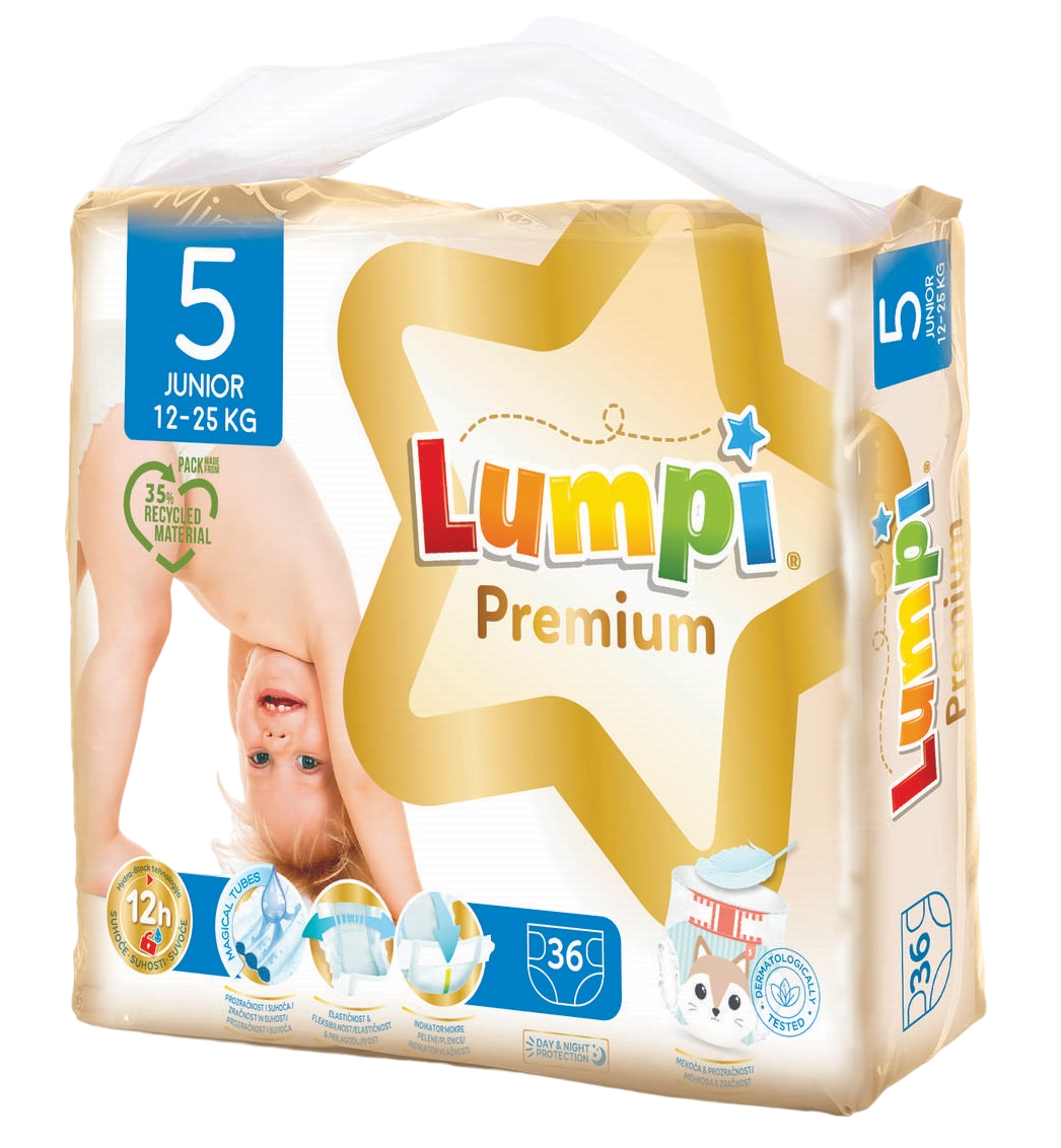 Pelene za bebe LUMPI  premium 5 junior 36kom