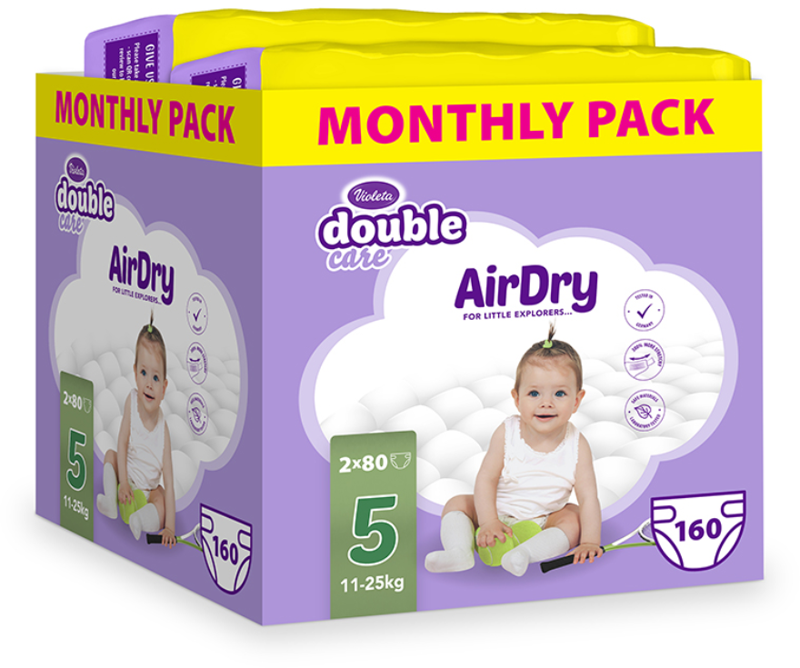 Pelene za bebe VIOLETA  GIGA pack 5 2x80kom