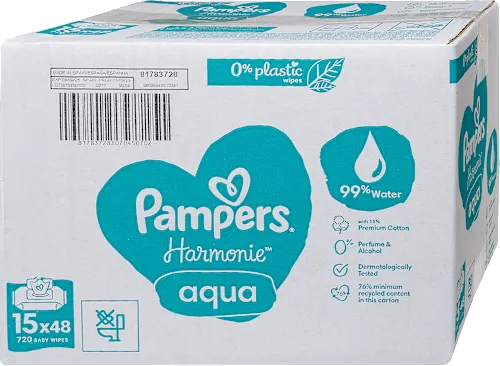 Vlažne maramice PAMPERS Harmonie aqua 15x48kom