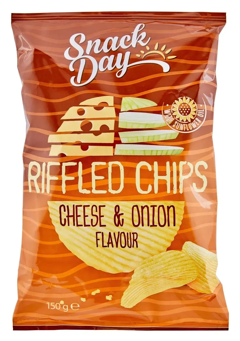 Čips SNACK DAY rebrasti sa ukusom sira i luka 150g
