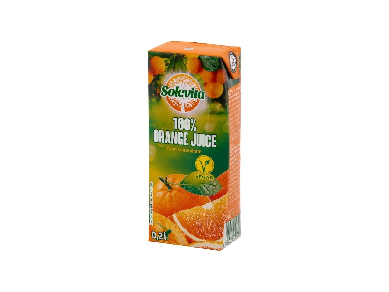 Negazirani sok SOLEVITA narandža 100% 200ml