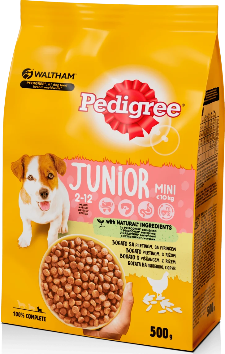 Hrana za pse PEDIGREE Junior mini piletina i pirinač 500g
