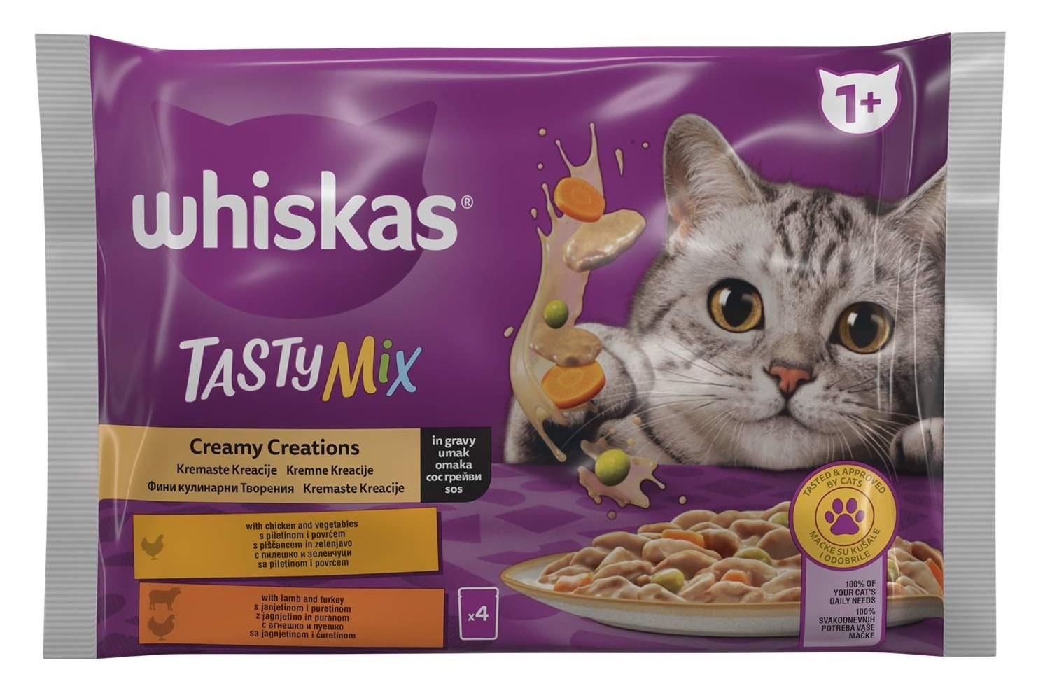 Hrana za mačke WHISKAS Tasty mix  meso u kremastom sosu 4x85g