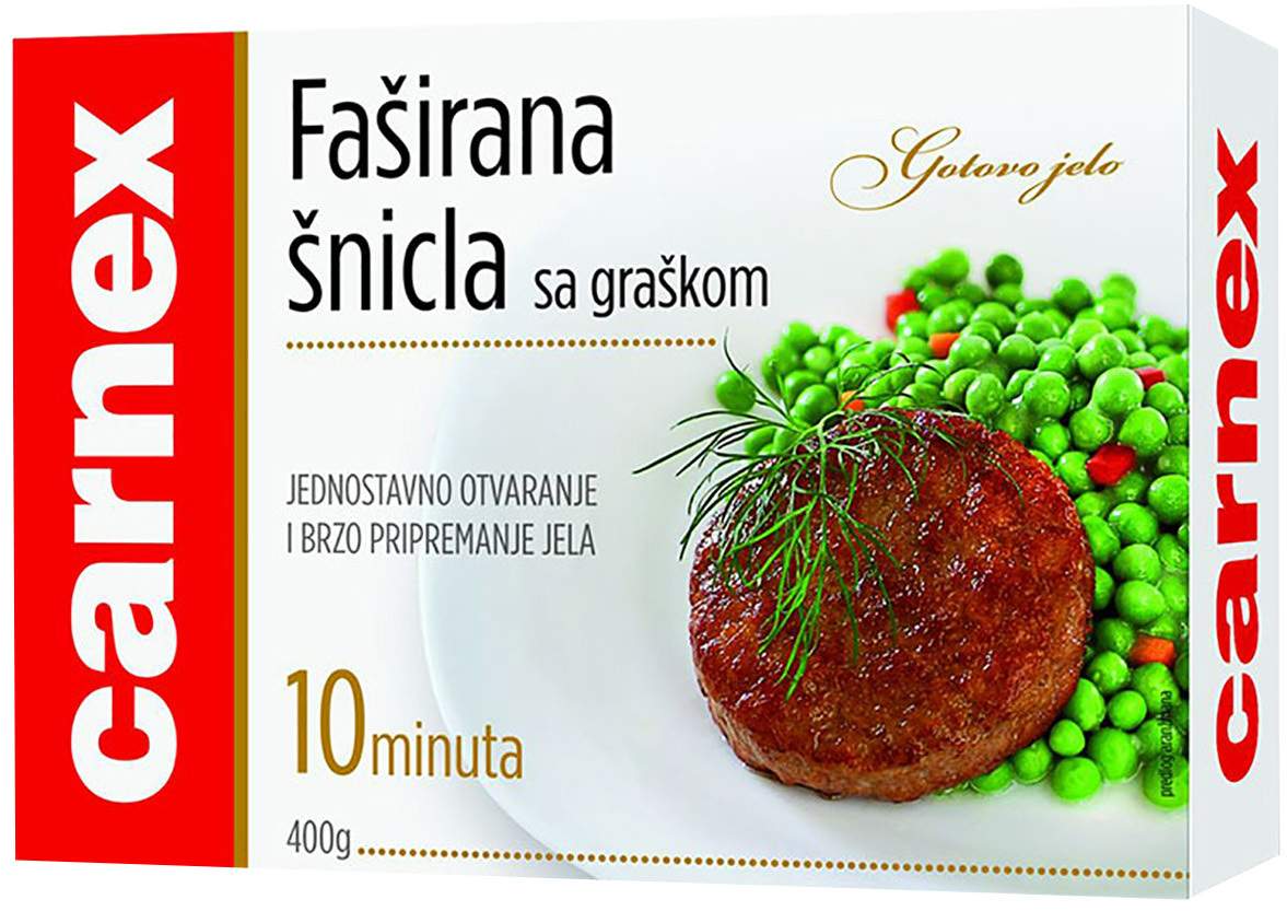 Gotova jela CARNEX Faširana šnicla sa graškom 400g