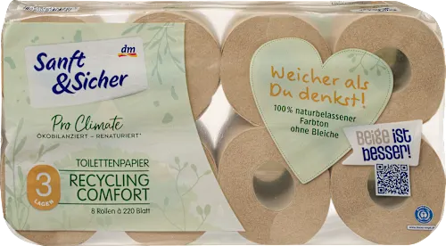 Toalet papir SANFT&SICHER pro climate reciklirani 3sloja 8kom