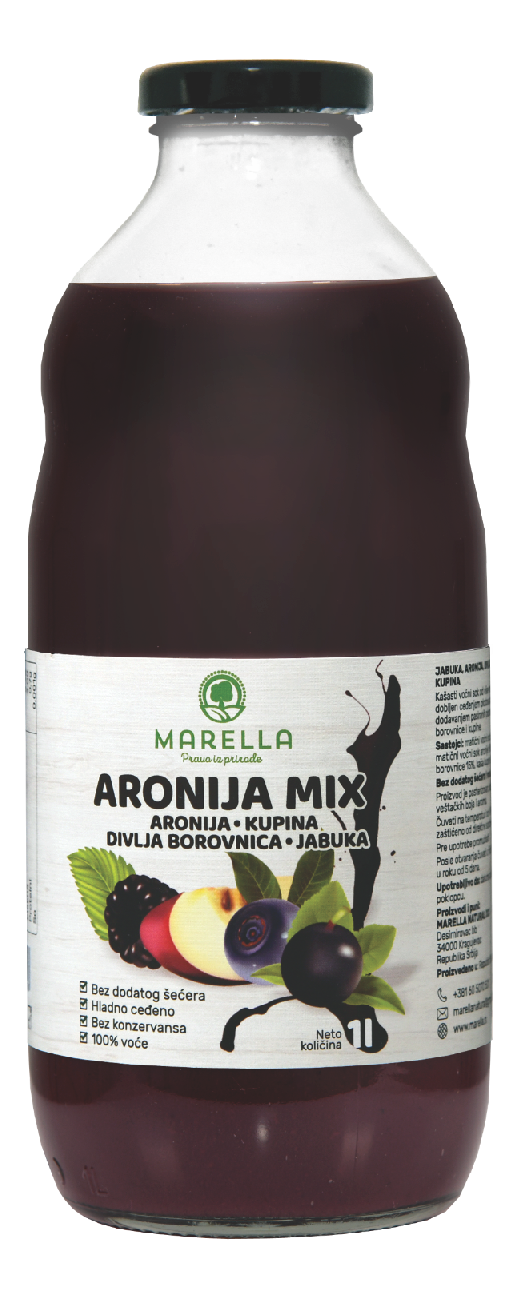Negazirani sok MARELLA aronija borovnica 1l