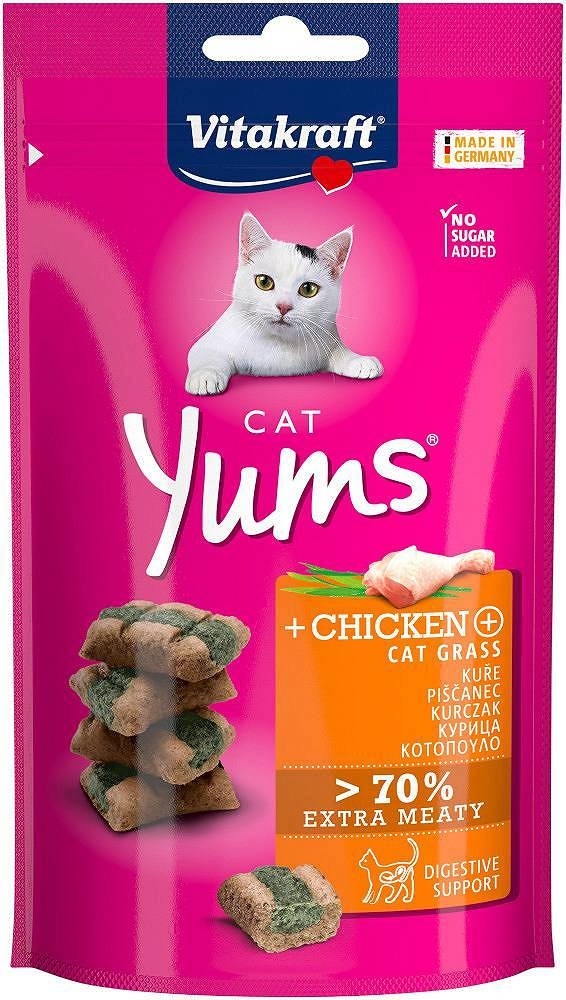 Poslastica za mačke VITAKRAFT Cat yums piletina i mačija trava 60g