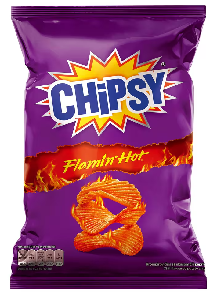 Čips CHIPSY Flamin' Hot rebrasti 55g
