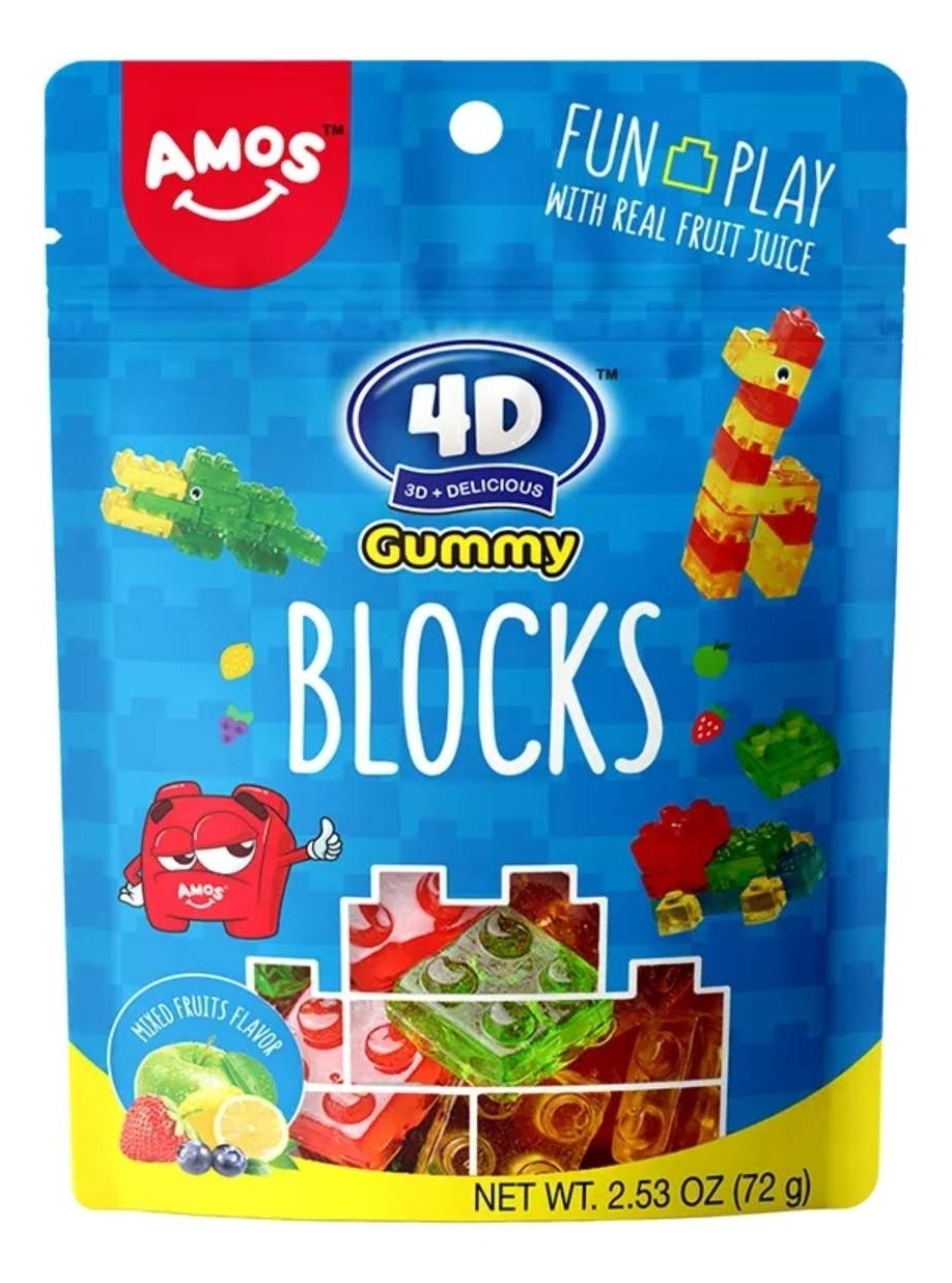 Gumene bombone AMOS 4D Gummy blocks 72g