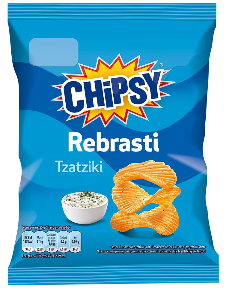 Čips CHIPSY rebrasti Tzatziki 25g