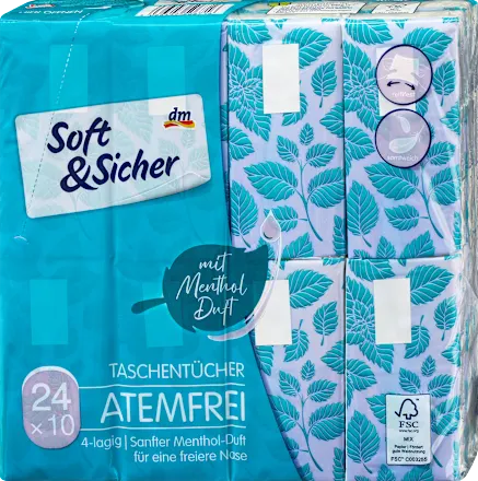 Papirne maramice SOFT&SICHER atemfrei mentol 4sloja 24kom