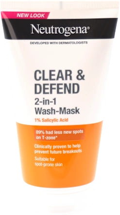 Maska za lice i gel za čišćenje lica NEUTROGENA Clear & defend 2u1 150ml