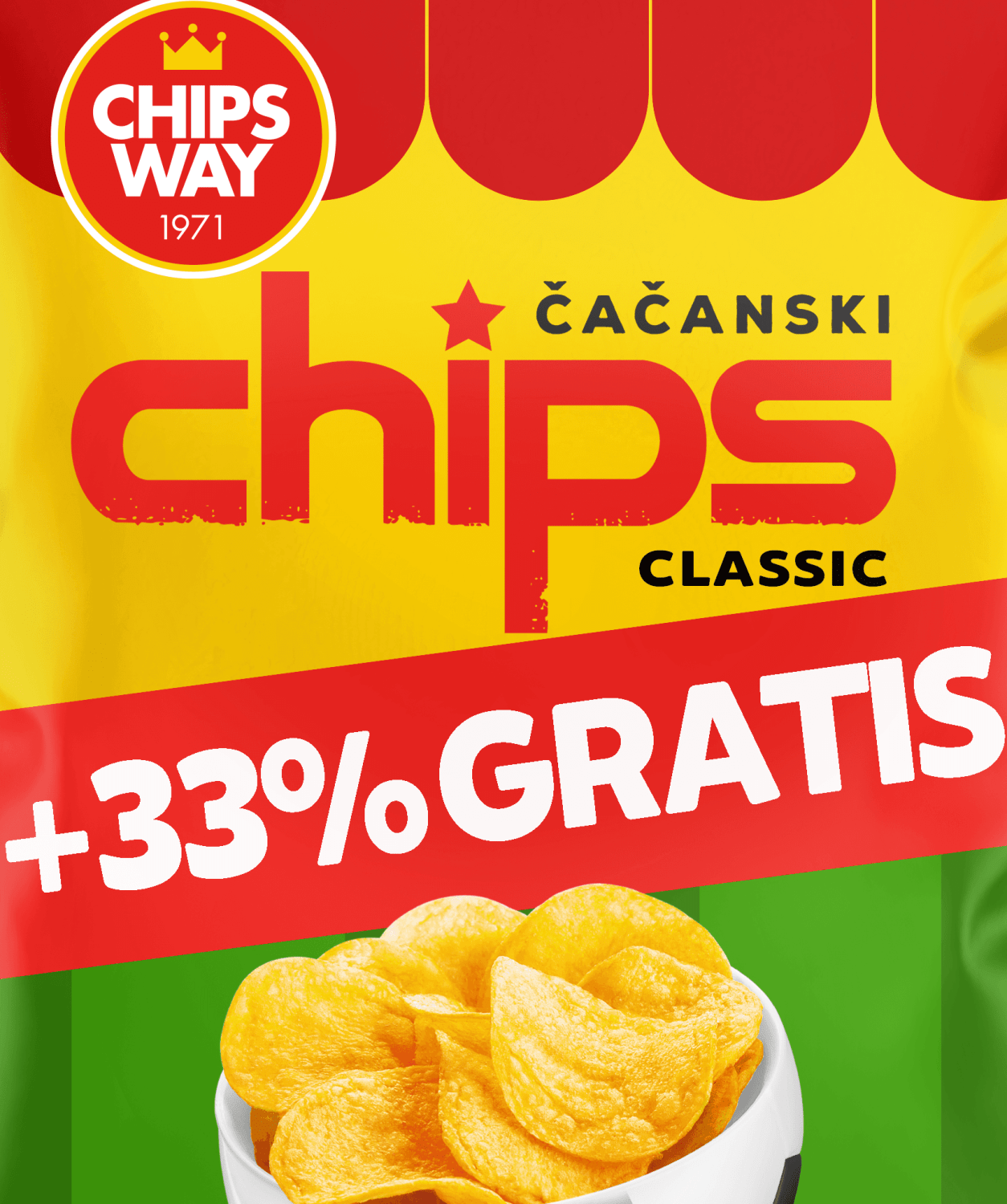 Čips CHIPS WAY classic 150g + 33% gratis