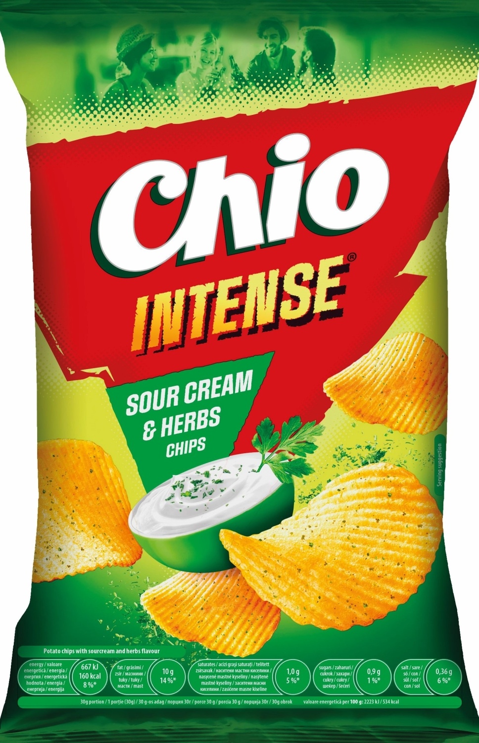 Čips CHIO  intense sour cream & herbs 120g