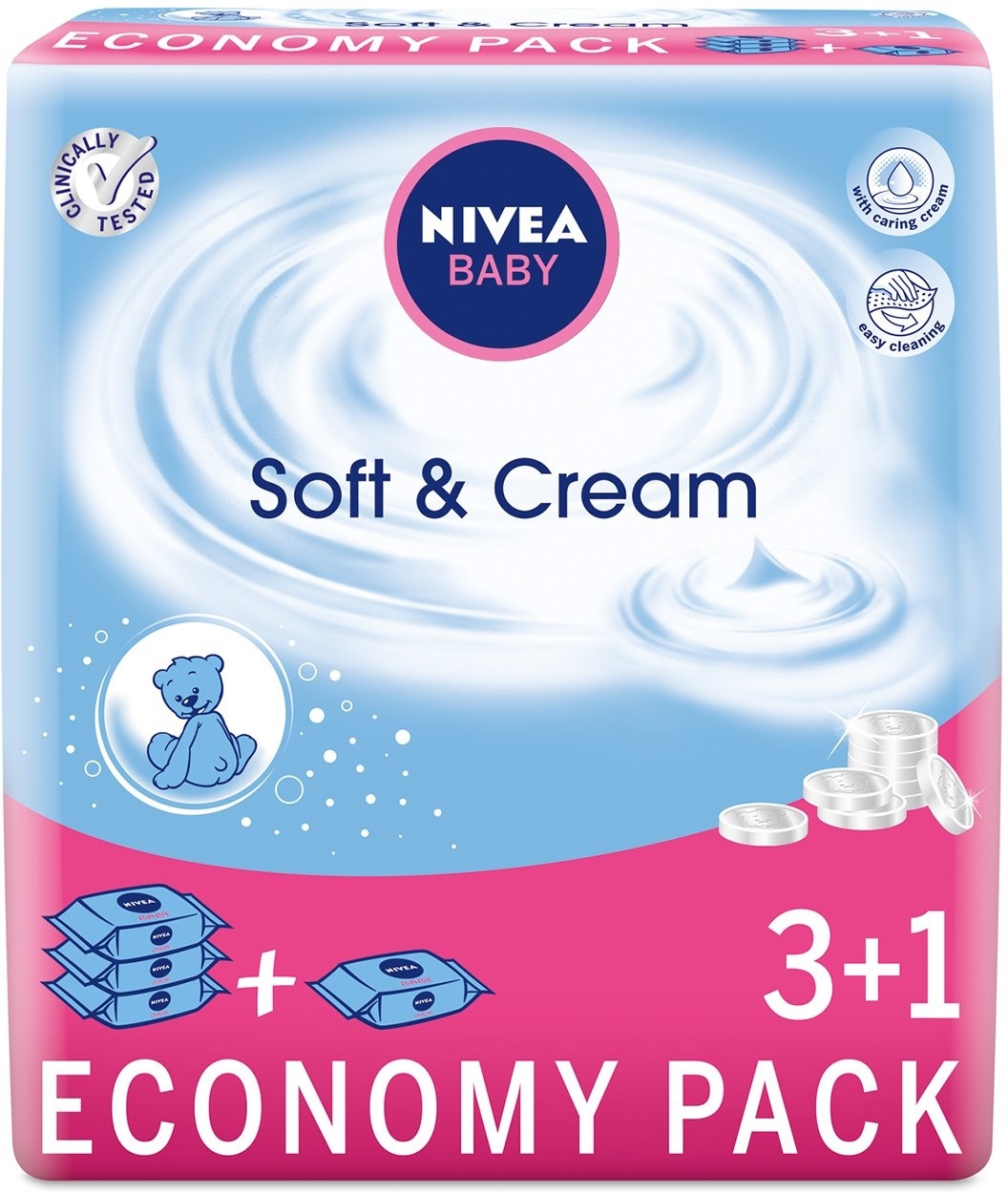 Vlažne maramice NIVEA soft & cream 63kom 3+1 gratis