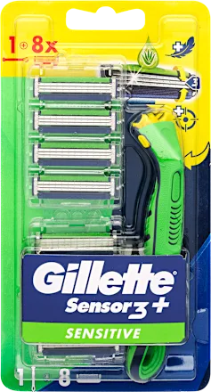 Brijač za muškarce  GILLETTE Sensor3+ SENSITIVE drška brijač a + 8 glava za Brijač za muškarce , 1 kom