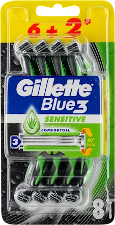 Brijač za muškarce  GILLETTE Blue3 SENSITIVE - brijač  6+2 gratis, 8 kom
