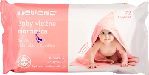 Vlažne maramice NEVENA roze 72kom