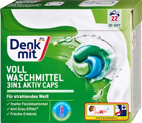 Tablete za pranje veša DENKMIT Aktiv caps 3u1 22kom
