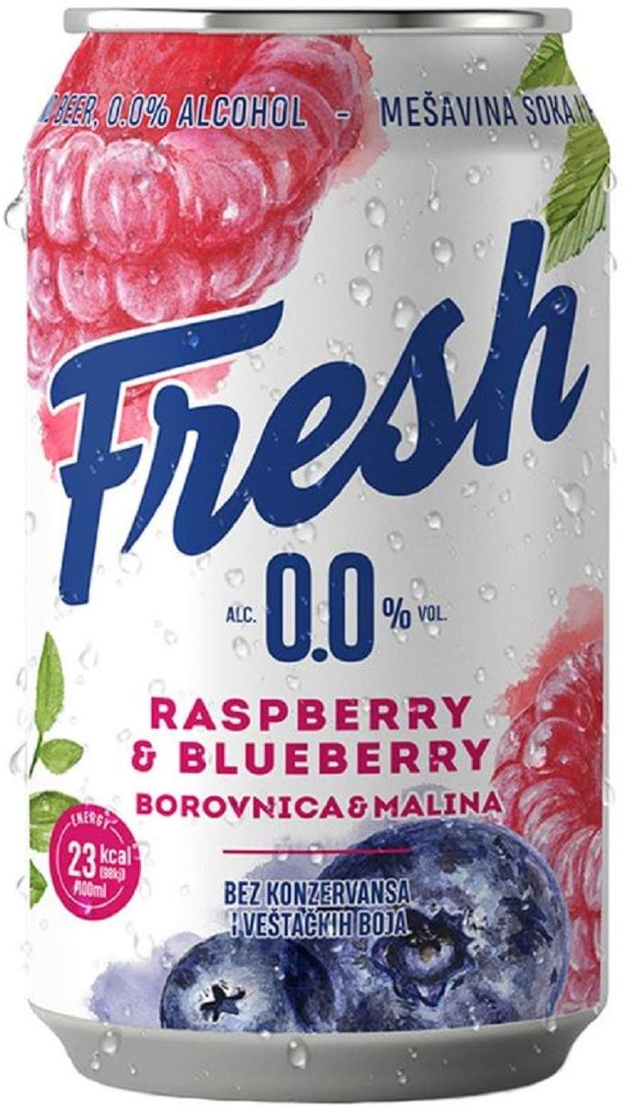 Pivo sa ukusom JELEN Fresh malina borovnica 0% 0,33l