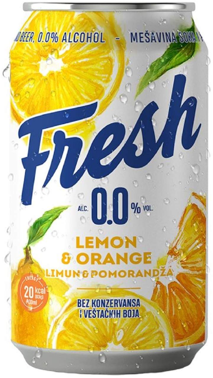Pivo sa ukusom JELEN Fresh limun pomorandža 0% 0,33l
