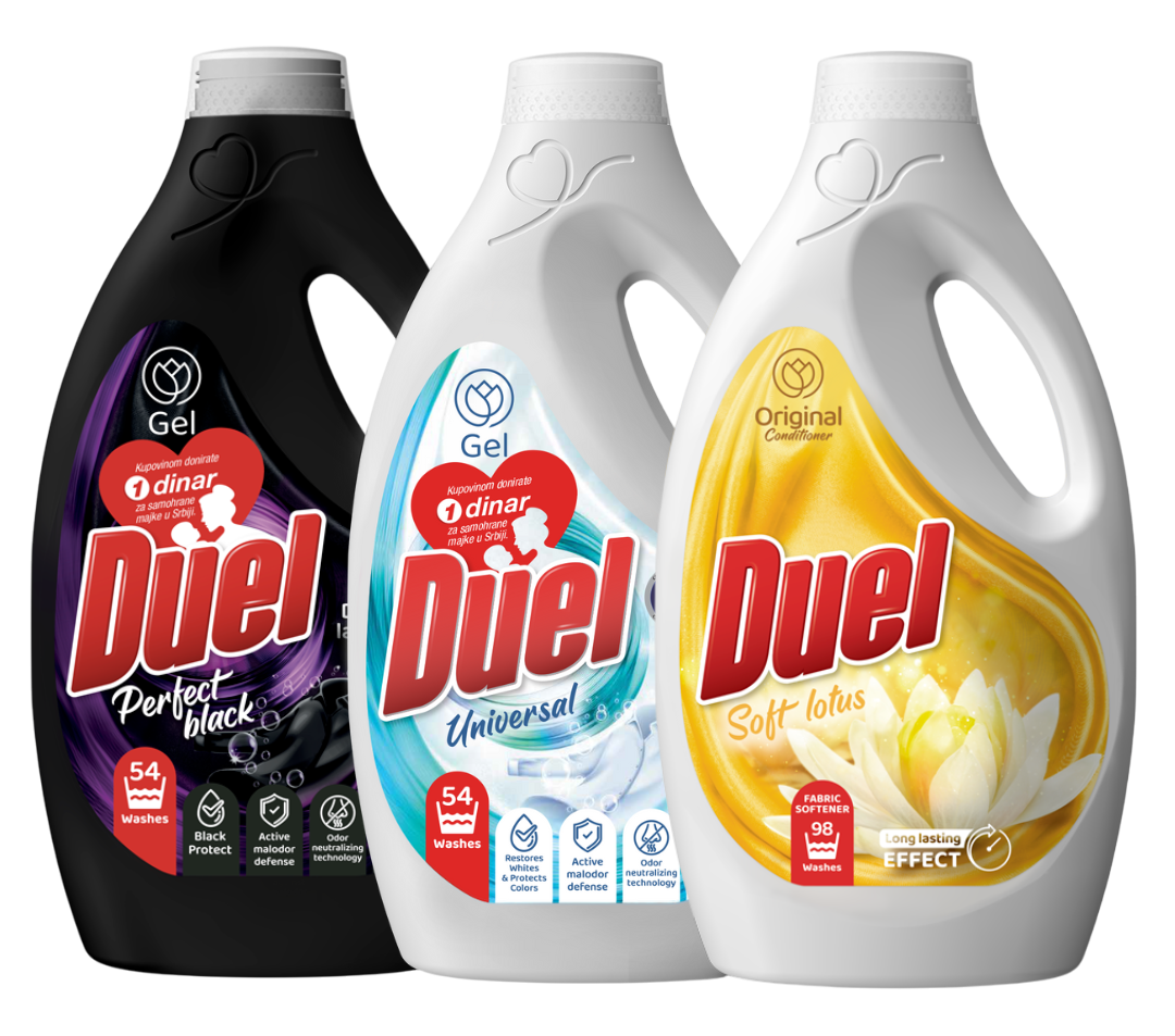 Tečni det.za pr.veša DUEL set 3x2,45l