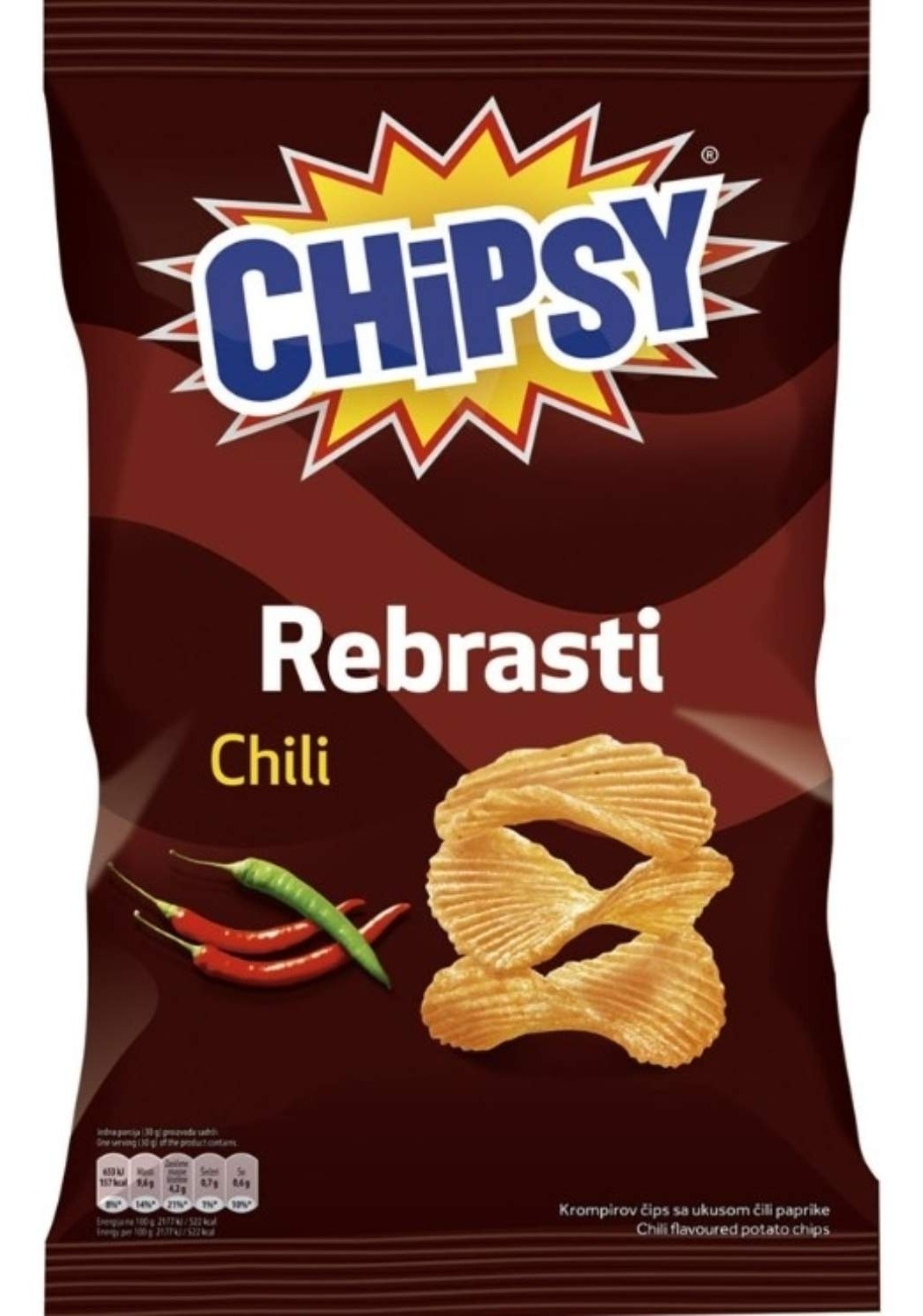 Čips CHIPSY rebrasti chili 210g